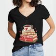 Love Book Coffee Heart Coquette Bow Valentines Day Women's Jersey Short Sleeve Deep V-Neck Tshirt Love Book Coffee Heart Coquette Bow Valentines Day Women's Jersey Short Sleeve Deep V-Neck Tshirt