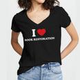 I LOVE BOOK RESTORATION Women's Jersey Short Sleeve Deep V-Neck Tshirt