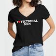 I Love Heart Fictional Men Simple Cute Reading Books Women's Jersey Short Sleeve Deep V-Neck Tshirt