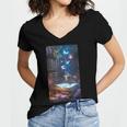Magic Books Butterflies Fantasy Nature Tea Enchanting Women's Jersey Short Sleeve Deep V-Neck Tshirt