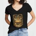 The Magic Of Books Vintage Style Reading Lover Cat & Tea Women's Jersey Short Sleeve Deep V-Neck Tshirt