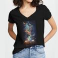 Magical Book Floral Coffee Books Nature Fantasy Women's Jersey Short Sleeve Deep V-Neck Tshirt