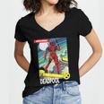 Marvel Comics Deadpool Vintage Book Art Women's Jersey Short Sleeve Deep V-Neck Tshirt