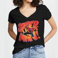 Marvel Spider-Man Peter Parker Comic Book Letter Logo Women's Jersey Short Sleeve Deep V-Neck Tshirt