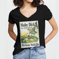 Moby Dick Book Cover Illustration Women's Jersey Short Sleeve Deep V-Neck Tshirt