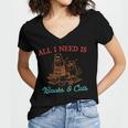 All I Need Is Books & Cats Cozy Women's Jersey Short Sleeve Deep V-Neck Tshirt All I Need Is Books & Cats Cozy Women's Jersey Short Sleeve Deep V-Neck Tshirt
