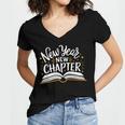 New Year New Chapter Happy New Year 2025 Book Women's Jersey Short Sleeve Deep V-Neck Tshirt