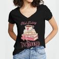 Not Today I'm Booked Book Lover Book Stack Coquette Bow Women's Jersey Short Sleeve Deep V-Neck Tshirt