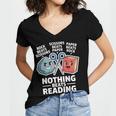 Nothing Beats Reading Rock Paper Scissors Book Lover Women's Jersey Short Sleeve Deep V-Neck Tshirt