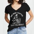 One More Chapter Skeleton Reading Book Lover Bookworm Women's Jersey Short Sleeve Deep V-Neck Tshirt One More Chapter Skeleton Reading Book Lover Bookworm Women's Jersey Short Sleeve Deep V-Neck Tshirt