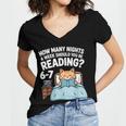 Orange Cat Reading Book 67 Six Seven Meme Women's Jersey Short Sleeve Deep V-Neck Tshirt