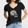 Otter Cute Read Reading Book Librarian Across America Kids Women's Jersey Short Sleeve Deep V-Neck Tshirt