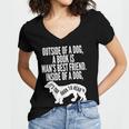 Outside Of A Dog A Book Is Man's Best Friend Apparel Women's Jersey Short Sleeve Deep V-Neck Tshirt