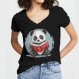Panda With Book For Reading Enthusiasts Women's Jersey Short Sleeve Deep V-Neck Tshirt Panda With Book For Reading Enthusiasts Women's Jersey Short Sleeve Deep V-Neck Tshirt