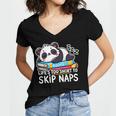 Panda Napping On Books Life’s Too Short To Skip Naps Women's Jersey Short Sleeve Deep V-Neck Tshirt Panda Napping On Books Life’s Too Short To Skip Naps Women's Jersey Short Sleeve Deep V-Neck Tshirt