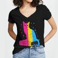 Pansexual Pride Celestial Cat Sitting Book LGBTQ Pan Colors Men Women Women's Jersey Short Sleeve Deep V-Neck Tshirt Pansexual Pride Celestial Cat Sitting Book LGBTQ Pan Colors Men Women Women's Jersey Short Sleeve Deep V-Neck Tshirt
