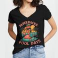 Paperbacks And Pool Days Flamingo Reading Summer Vibes Books Women's Jersey Short Sleeve Deep V-Neck Tshirt