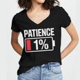 Patience 1 Battery Low Mood Tired Introvert Humor Women's Jersey Short Sleeve Deep V-Neck Tshirt