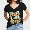 Peace Love Books Librarian Teacher Life Book Library Women's Jersey Short Sleeve Deep V-Neck Tshirt Peace Love Books Librarian Teacher Life Book Library Women's Jersey Short Sleeve Deep V-Neck Tshirt