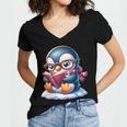 Penguin Reading a Book Animal Women's Jersey Short Sleeve Deep V-Neck Tshirt Penguin Reading a Book Animal Women's Jersey Short Sleeve Deep V-Neck Tshirt