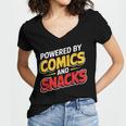 Powered By Comics And Snacks Comic Book Lover Women's Jersey Short Sleeve Deep V-Neck Tshirt Powered By Comics And Snacks Comic Book Lover Women's Jersey Short Sleeve Deep V-Neck Tshirt