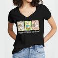Preppy 100 Days Of School Goose Coffee Books Teacher Life Women's Jersey Short Sleeve Deep V-Neck Tshirt