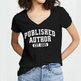 Proud Published Author 2025 Mom Dad Vintage Poet Book Writer Women's Jersey Short Sleeve Deep V-Neck Tshirt