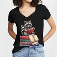 Raccoon Reading Books Matching Bookworm Readers Librarian Women's Jersey Short Sleeve Deep V-Neck Tshirt Raccoon Reading Books Matching Bookworm Readers Librarian Women's Jersey Short Sleeve Deep V-Neck Tshirt