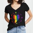 Rainbow Book With Stars And Moon Phases Gay Pride LGBT Women's Jersey Short Sleeve Deep V-Neck Tshirt