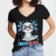 I Read Alotl Cute Axolotl Reading Book Lover Women's Jersey Short Sleeve Deep V-Neck Tshirt