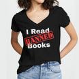 I Read Banned Books Censored Red Stamp Reading Librarian Women's Jersey Short Sleeve Deep V-Neck Tshirt