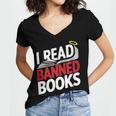 I Read Banned Books Defiant And Bold Women's Jersey Short Sleeve Deep V-Neck Tshirt