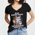 Read Banned Books Drink Coffee Fight Evil Cat Women's Jersey Short Sleeve Deep V-Neck Tshirt Read Banned Books Drink Coffee Fight Evil Cat Women's Jersey Short Sleeve Deep V-Neck Tshirt
