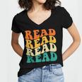 Read Read Read Read Book Lover Reading Bookworm Reader Women's Jersey Short Sleeve Deep V-Neck Tshirt