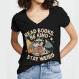 Read Books Be Kind Stay Weird Book Dragon Skeleton Reading Women's Jersey Short Sleeve Deep V-Neck Tshirt Read Books Be Kind Stay Weird Book Dragon Skeleton Reading Women's Jersey Short Sleeve Deep V-Neck Tshirt