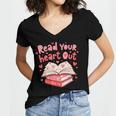 Read Your Heart Out Teacher Valentines Day Book Lover Women's Jersey Short Sleeve Deep V-Neck Tshirt