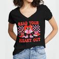 Read Your Heart Out Valentine Reading Book Kid Teacher Women's Jersey Short Sleeve Deep V-Neck Tshirt