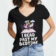 I Read Past My Bedtime Reading Unicorn Book Lover Women's Jersey Short Sleeve Deep V-Neck Tshirt