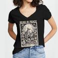Read In Peace Skeleton Book Lover Bookworm Book Women's Jersey Short Sleeve Deep V-Neck Tshirt