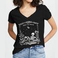 Read In Peace Skeleton Reading Book Halloween Bookish Women's Jersey Short Sleeve Deep V-Neck Tshirt