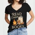 Read S'More Books Campfire Reading Book Lovers Camper Women's Jersey Short Sleeve Deep V-Neck Tshirt Read S'More Books Campfire Reading Book Lovers Camper Women's Jersey Short Sleeve Deep V-Neck Tshirt