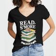 Read S'More Books Marshmallow Reading Smores Women's Jersey Short Sleeve Deep V-Neck Tshirt
