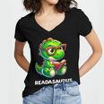 Readasaurus Reading Dinosaur Book Reader Bookworm Women's Jersey Short Sleeve Deep V-Neck Tshirt Readasaurus Reading Dinosaur Book Reader Bookworm Women's Jersey Short Sleeve Deep V-Neck Tshirt