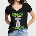 Take Me To Your Readers Alien Book Reading Bookaholic Women's Jersey Short Sleeve Deep V-Neck Tshirt