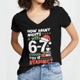 Reading 67 Meme English Teacher Christmas Book Lover Women's Jersey Short Sleeve Deep V-Neck Tshirt