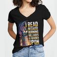 Reading Bookish Dragon Fantasy Women's Jersey Short Sleeve Deep V-Neck Tshirt