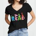 Reading DinosaurRex Dino Book Lover Women's Jersey Short Sleeve Deep V-Neck Tshirt