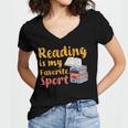Reading Is My Favorite Sport Book Lovers Women's Jersey Short Sleeve Deep V-Neck Tshirt