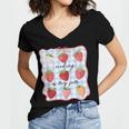Reading Is My Jam Preppy Stawberry Bookworm Book Lover Nerd Women's Jersey Short Sleeve Deep V-Neck Tshirt