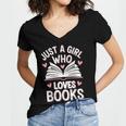 Reading Just A Girl Who Loves Books Women's Jersey Short Sleeve Deep V-Neck Tshirt Reading Just A Girl Who Loves Books Women's Jersey Short Sleeve Deep V-Neck Tshirt